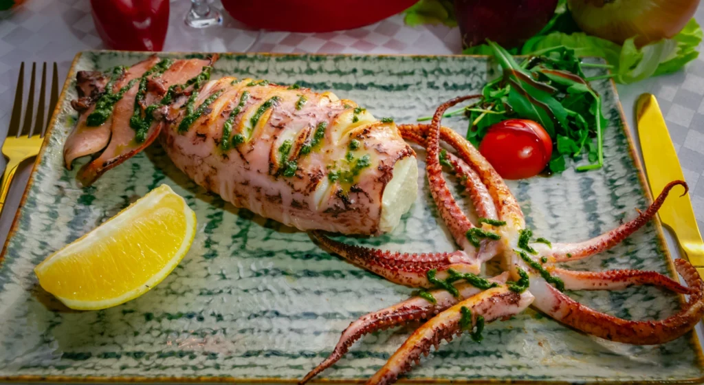 Calamar umplut cu branza Feta